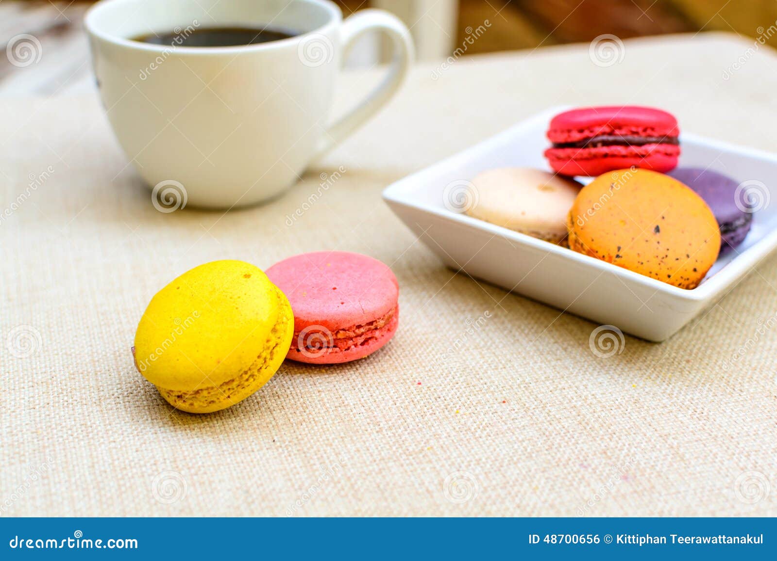 Colorful Macaroons and Coffee Stock Photo - Image of sweet, colorful ...