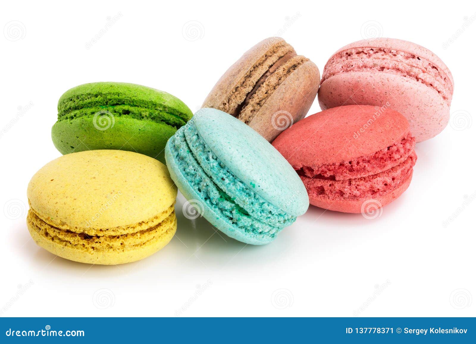 Colorful Macaroons Isolated on White Background Closeup Stock Image ...