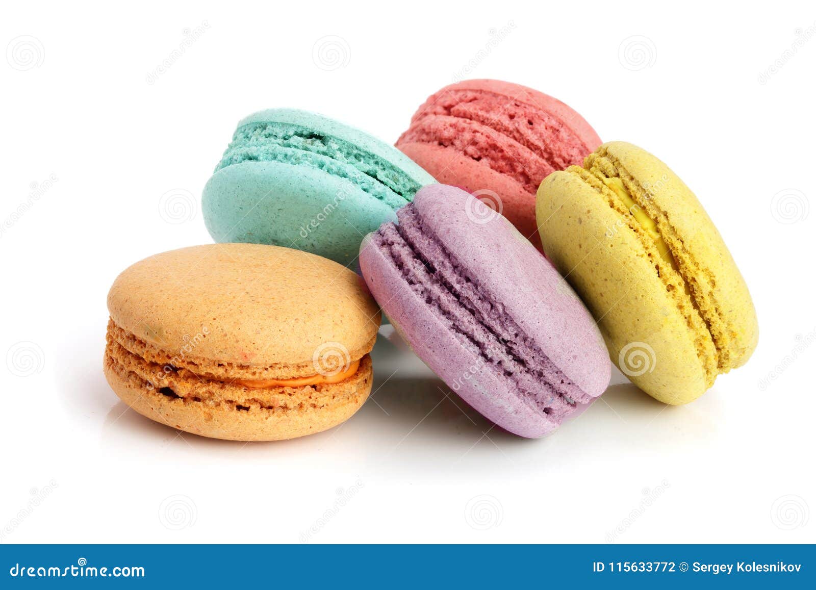 Colorful Macaroons Isolated On White Background Closeup Stock Photo ...