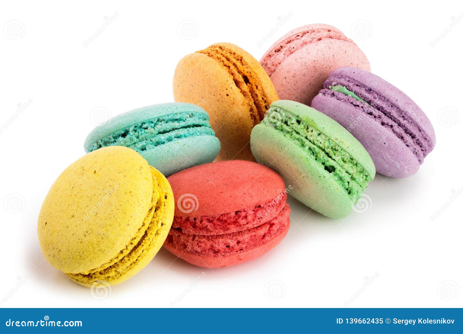 Colorful Macaroons Isolated on White Background Closeup Stock Image ...