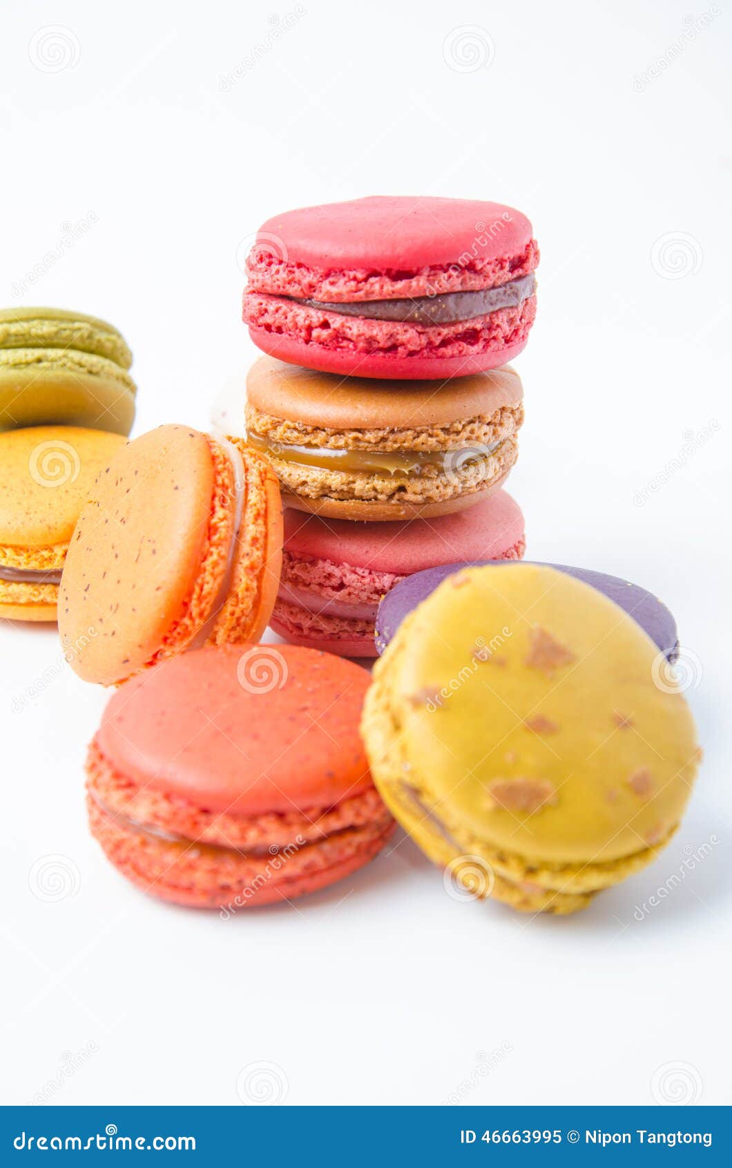 Colorful Macaroons on White Background Stock Image - Image of cookie ...