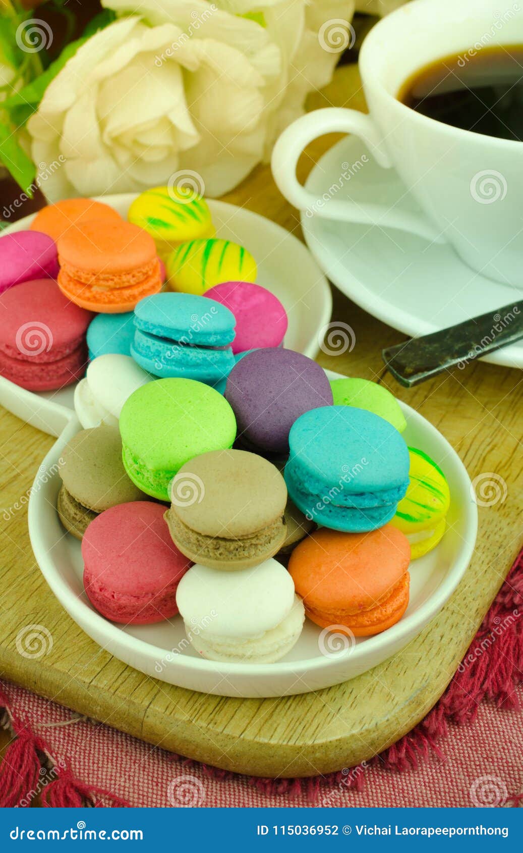 Colorful Macaroons on White Plate Stock Photo - Image of assorted ...