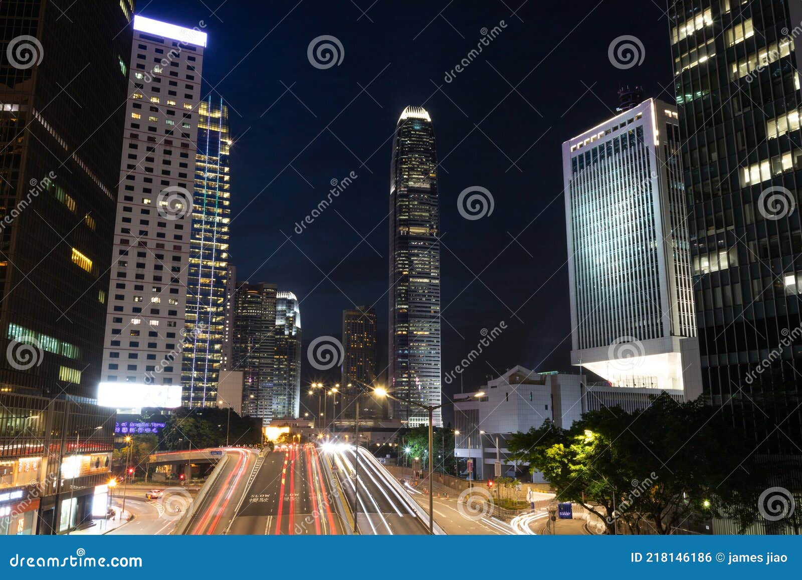 1 5 2021 Colorful Magnificent Night City View Of IFC Building In