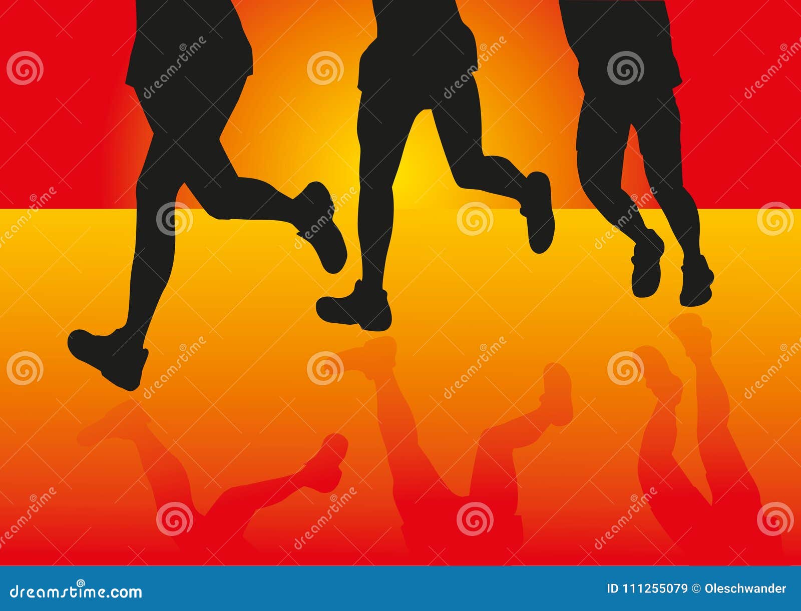 colorful marathon runners silhouette in sunset or sunrise 