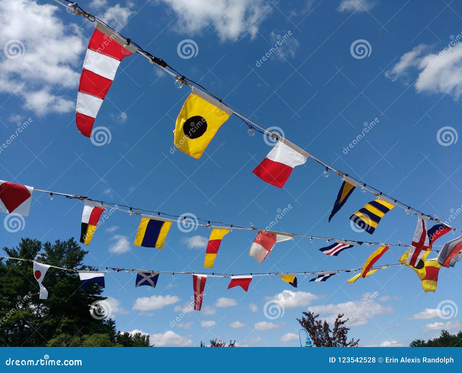 Fun Nautical Signal Flags And Decorative Party String Lights Stock Photo Image Of High Lights 123542528