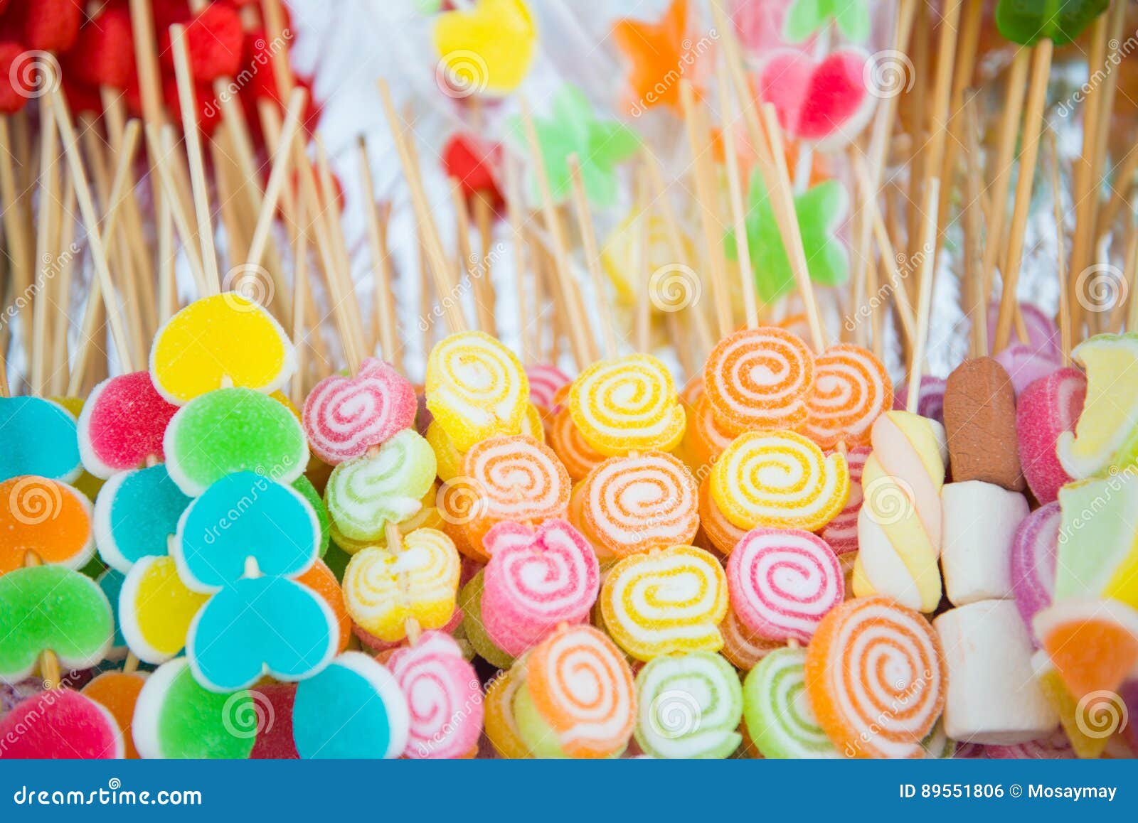 Colorful Marshmallow and Fruit Jelly on Sticks Stock Photo Image of