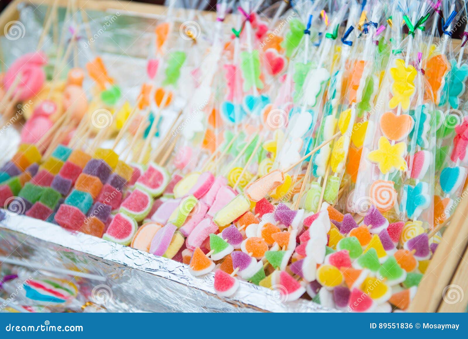 Colorful Marshmallow and Fruit Jelly on Sticks Stock Photo Image of
