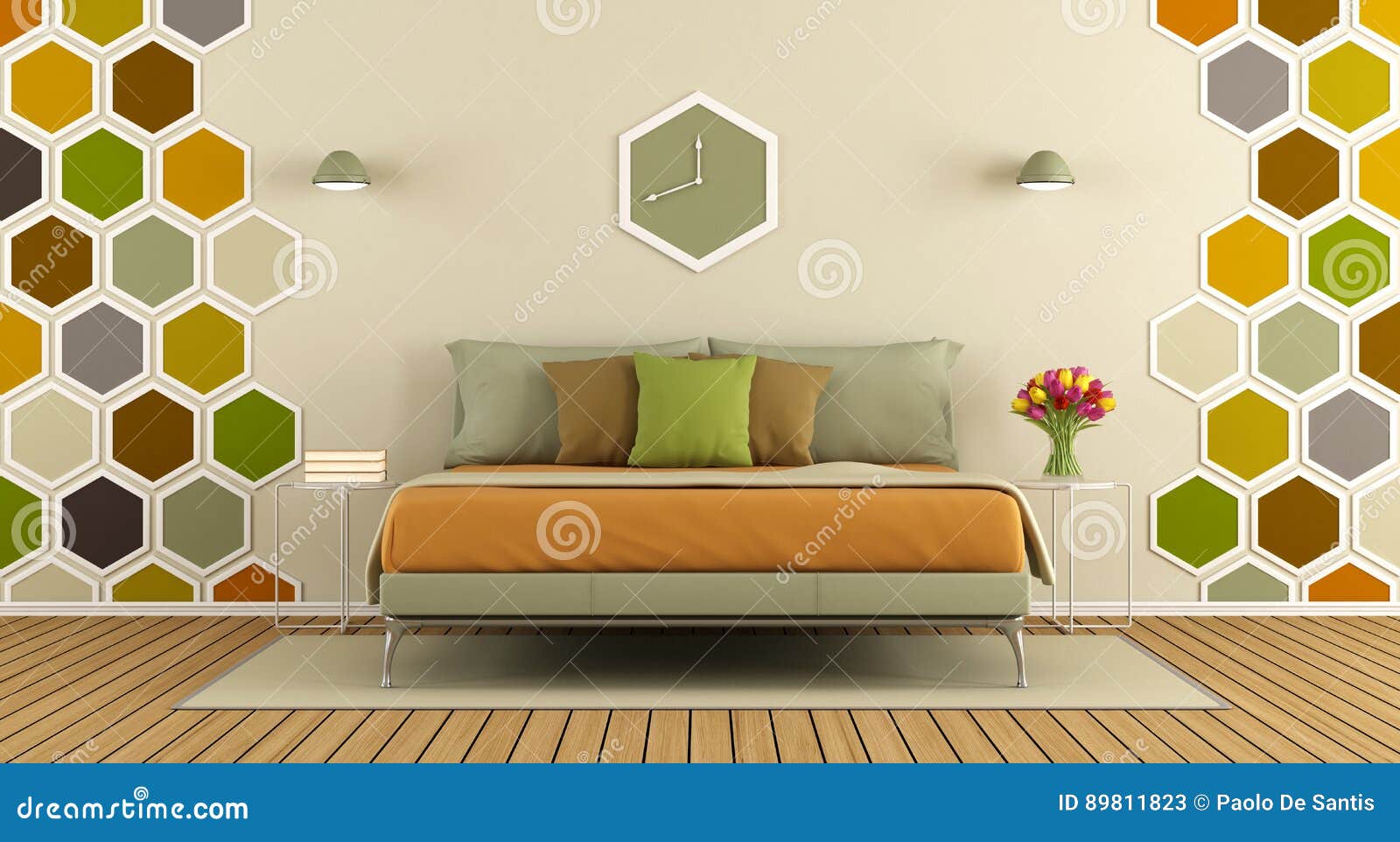 Colorful Master Bedroom Stock Illustration Illustration Of