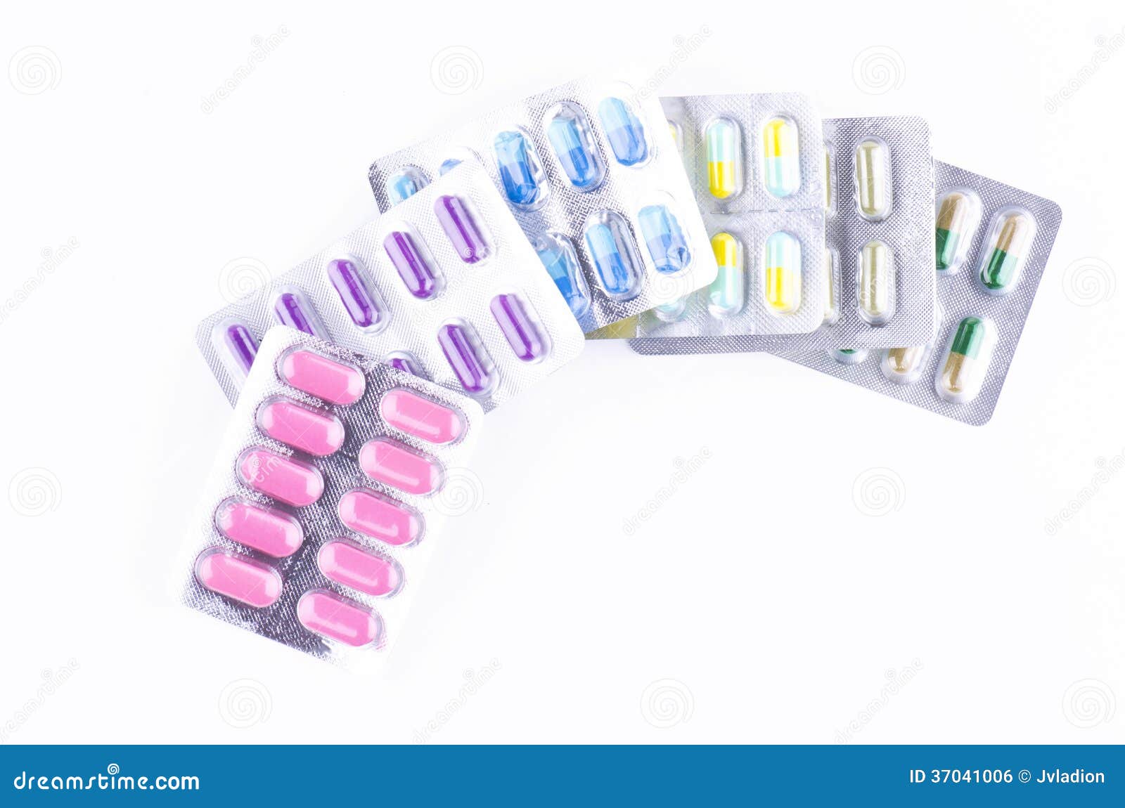 Blister Packs Of Blue And Pink Pills And Electronic Digital Thermometer