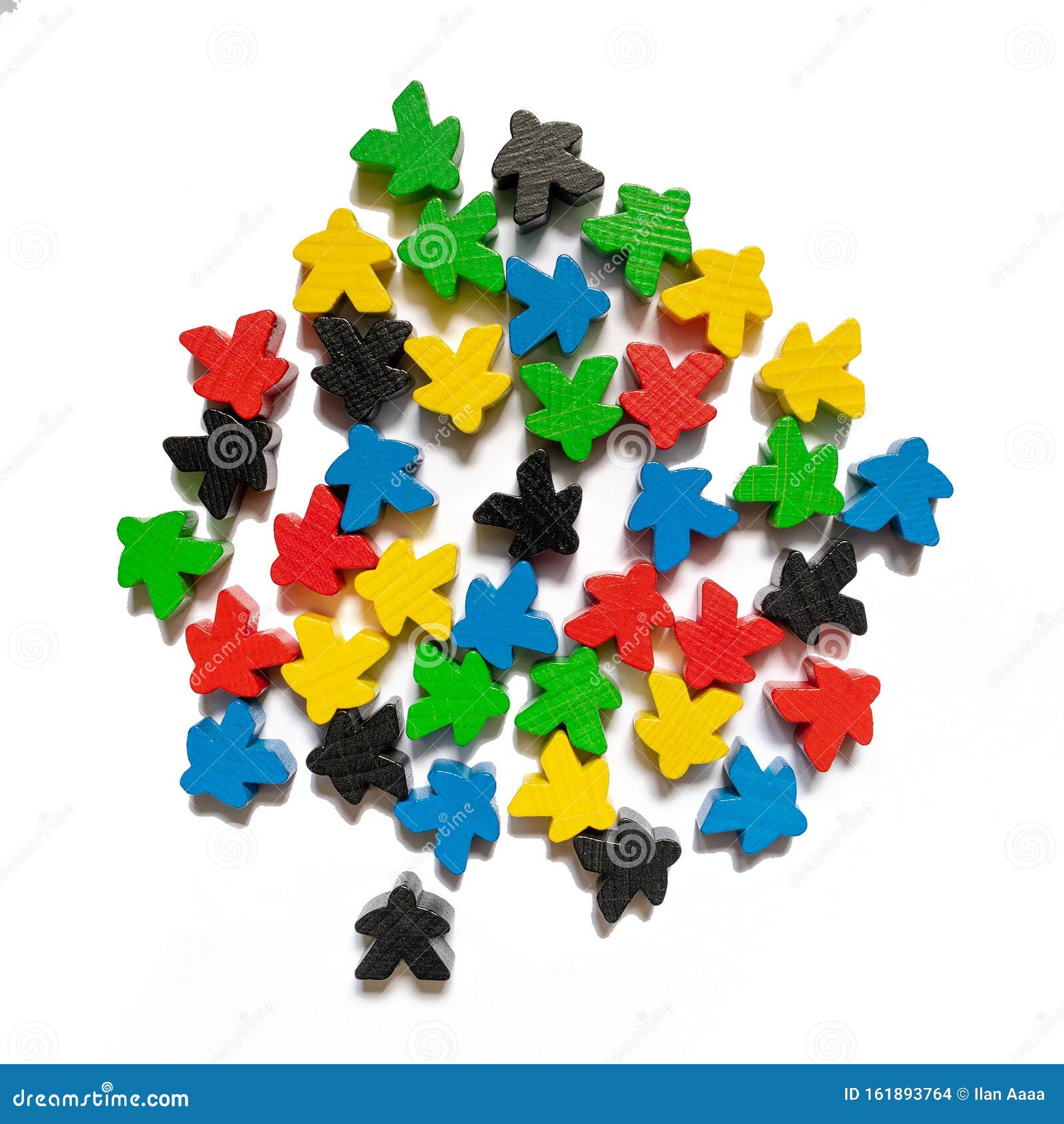 group of meeples   on white background