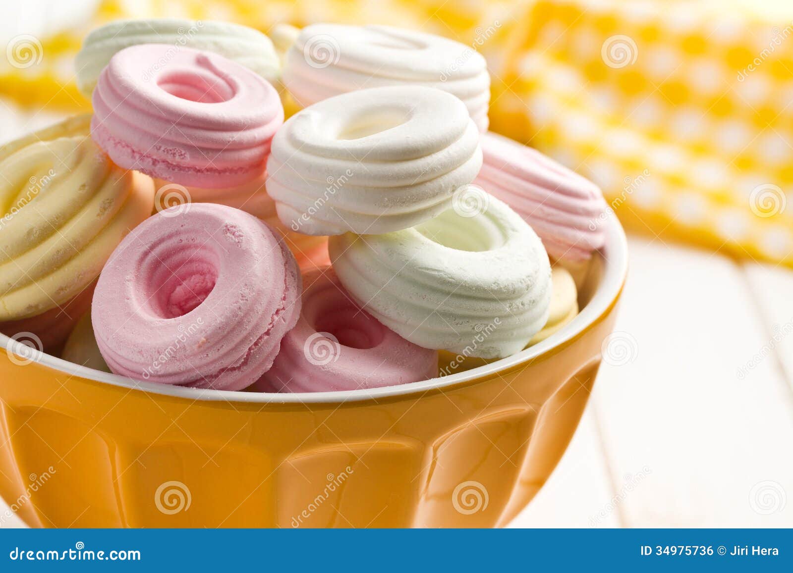 Colorful meringues in bowl stock photo. Image of candy 34975736