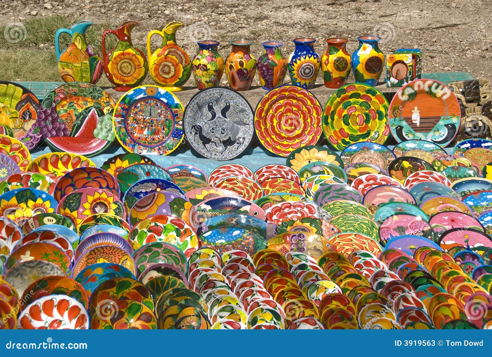 Colorful Mexican Pottery Art Stock Image Image of plates, artistry