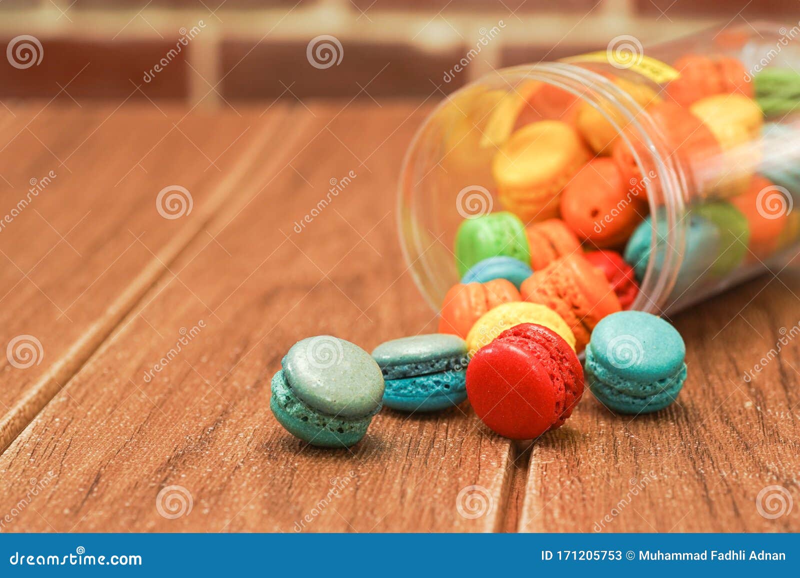 Colorful Mini Macaroons Against Wooden Background Stock Image - Image ...