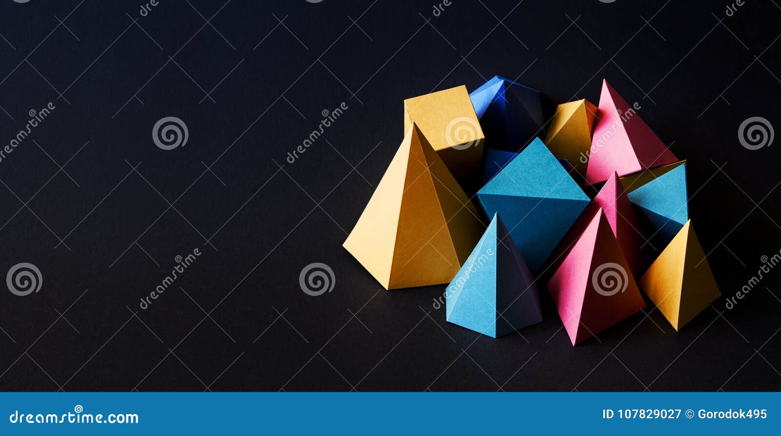 Download Colorful Minimalistic Composition Abstract Geometric Solid Figures On Black Textured Paper ...