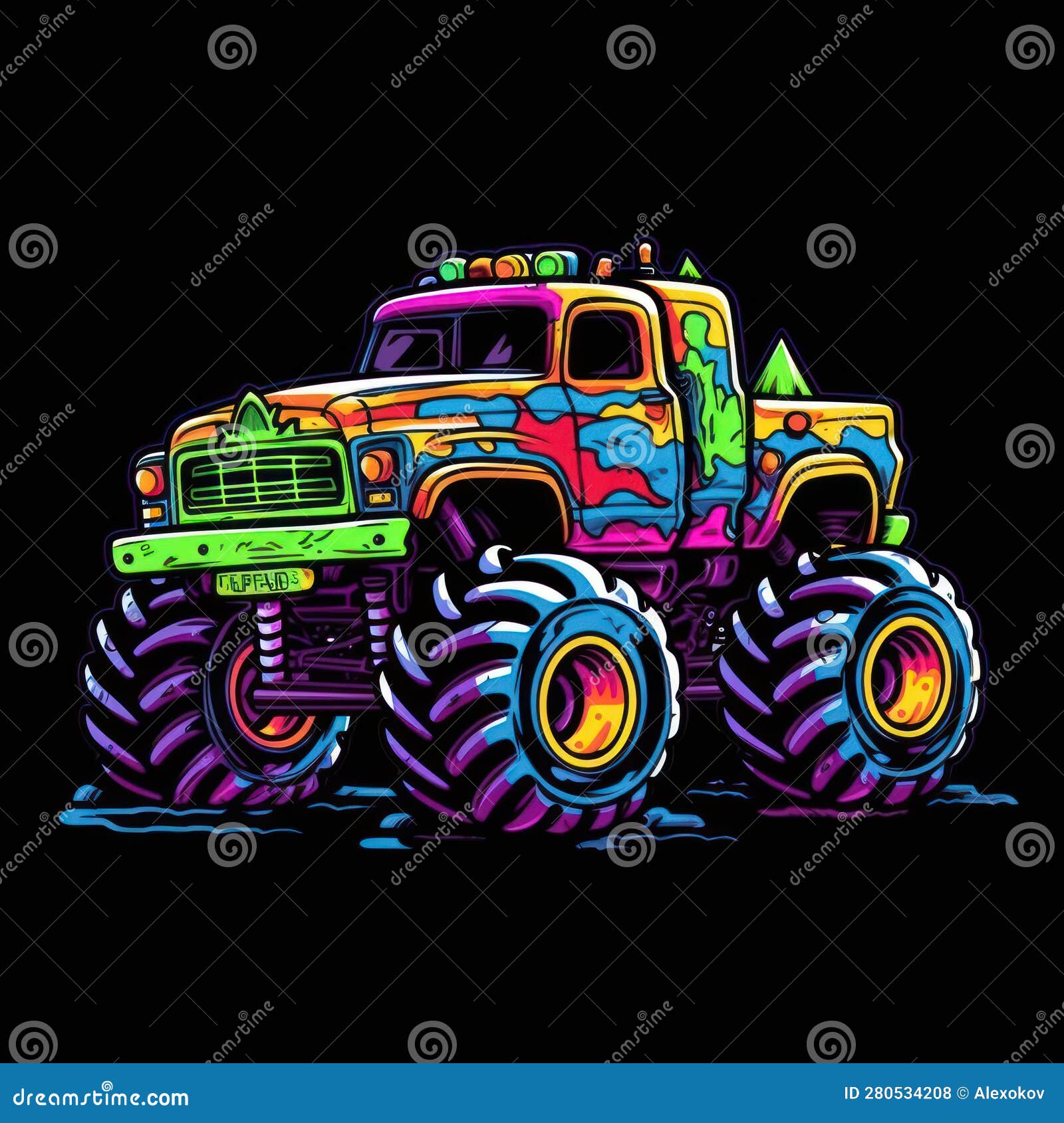 Colorful Monster Truck PNG Monster Truck Cartoon PNG 