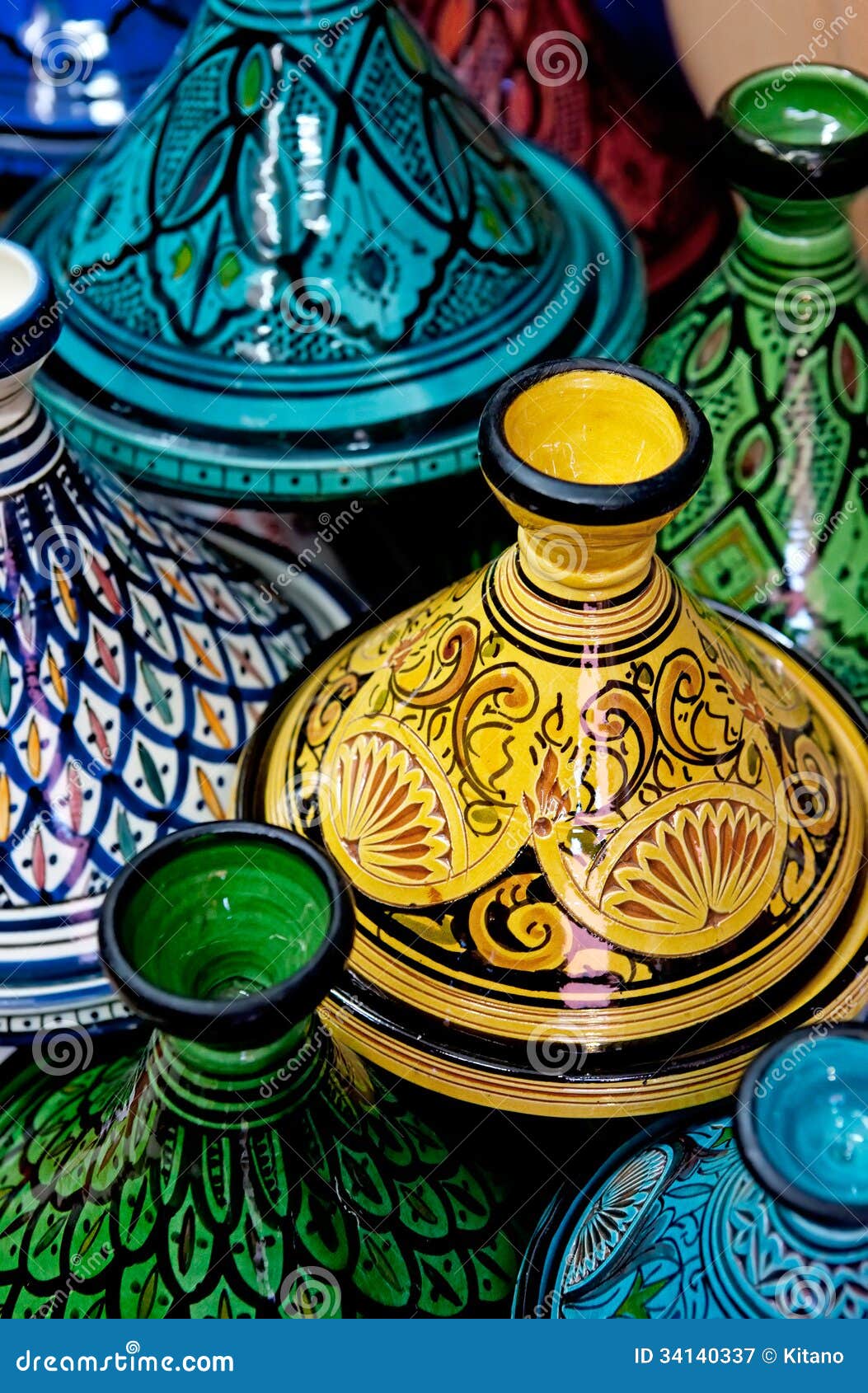 Colorful Moroccan pots stock image. Image of casbah, east 34140337