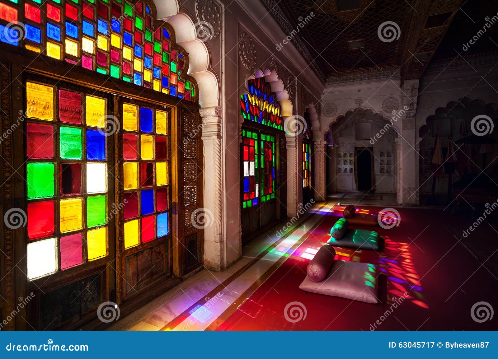 colorful mosaic windows and doors in rajasthan