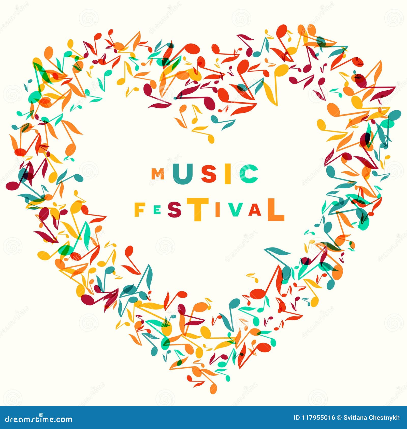Colorful Music Festival Notes Background Vector Illustration Music Heart Stock Vector Illustration Of Abstract Concept