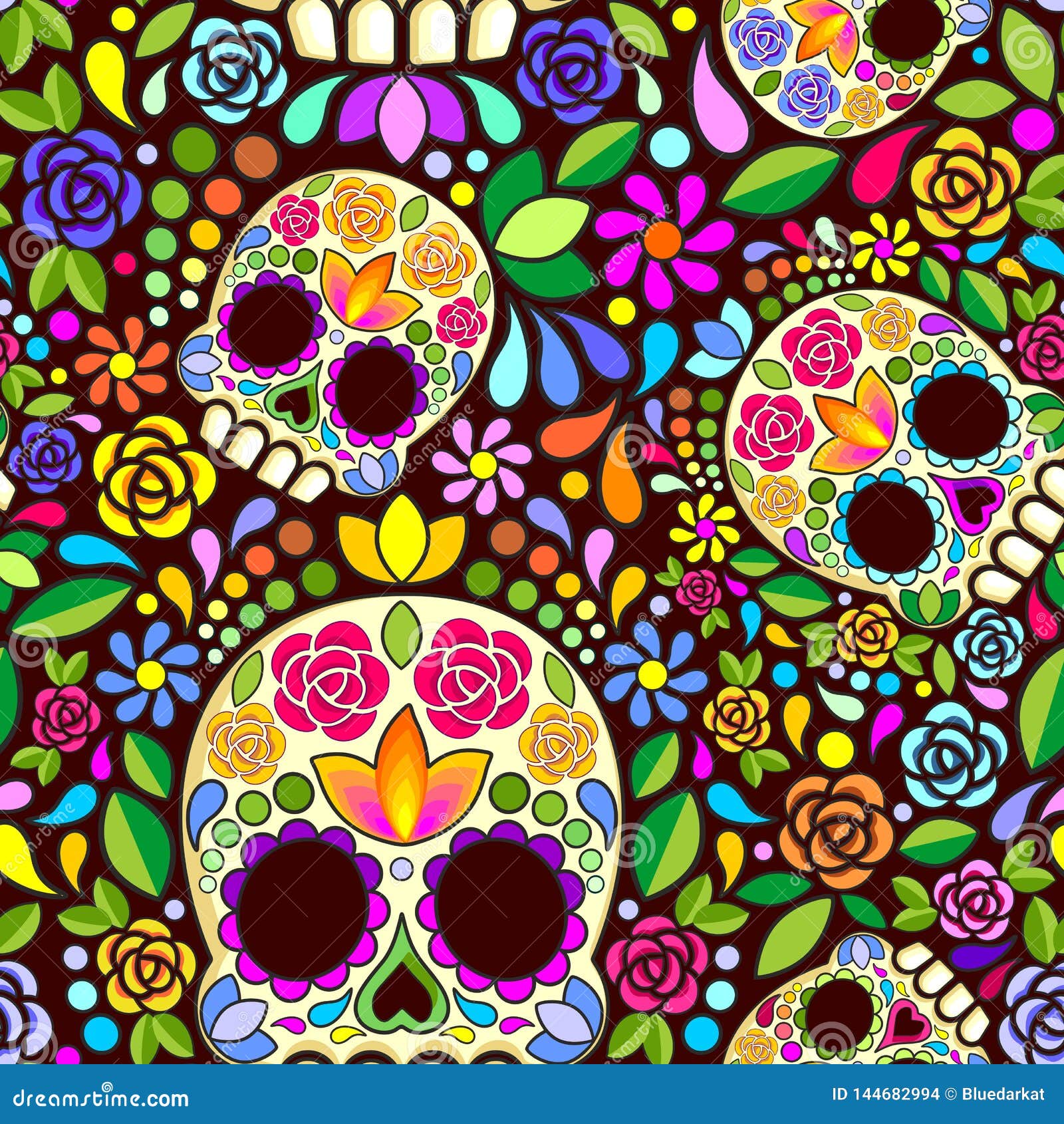 Sugar Skull 7x5 FT Vinyl Photography Background Backdrops,Pattern With Skulls and Red Roses in Floral Mexican Style Ornaments Print Background for Graduation Prom Dance Decor Photo Booth Studio Prop B