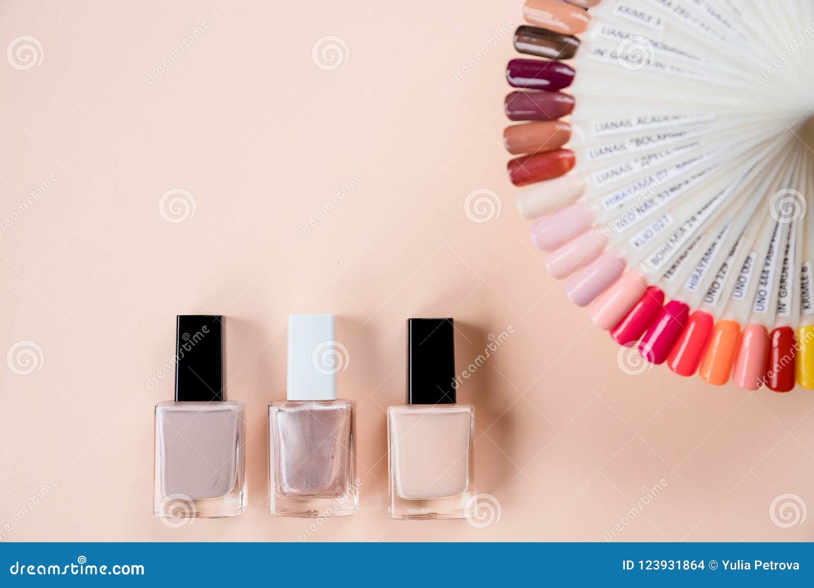 Nail polish palette isolated on black background. Fashion color manicure  for beauty studio. Stock Vector | Adobe Stock
