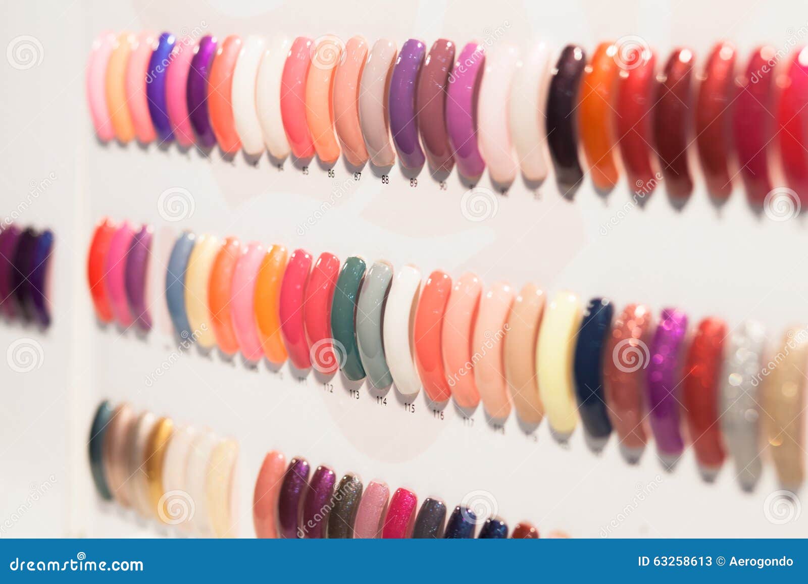 Colorful nails on shelves stock image. Image of design 63258613