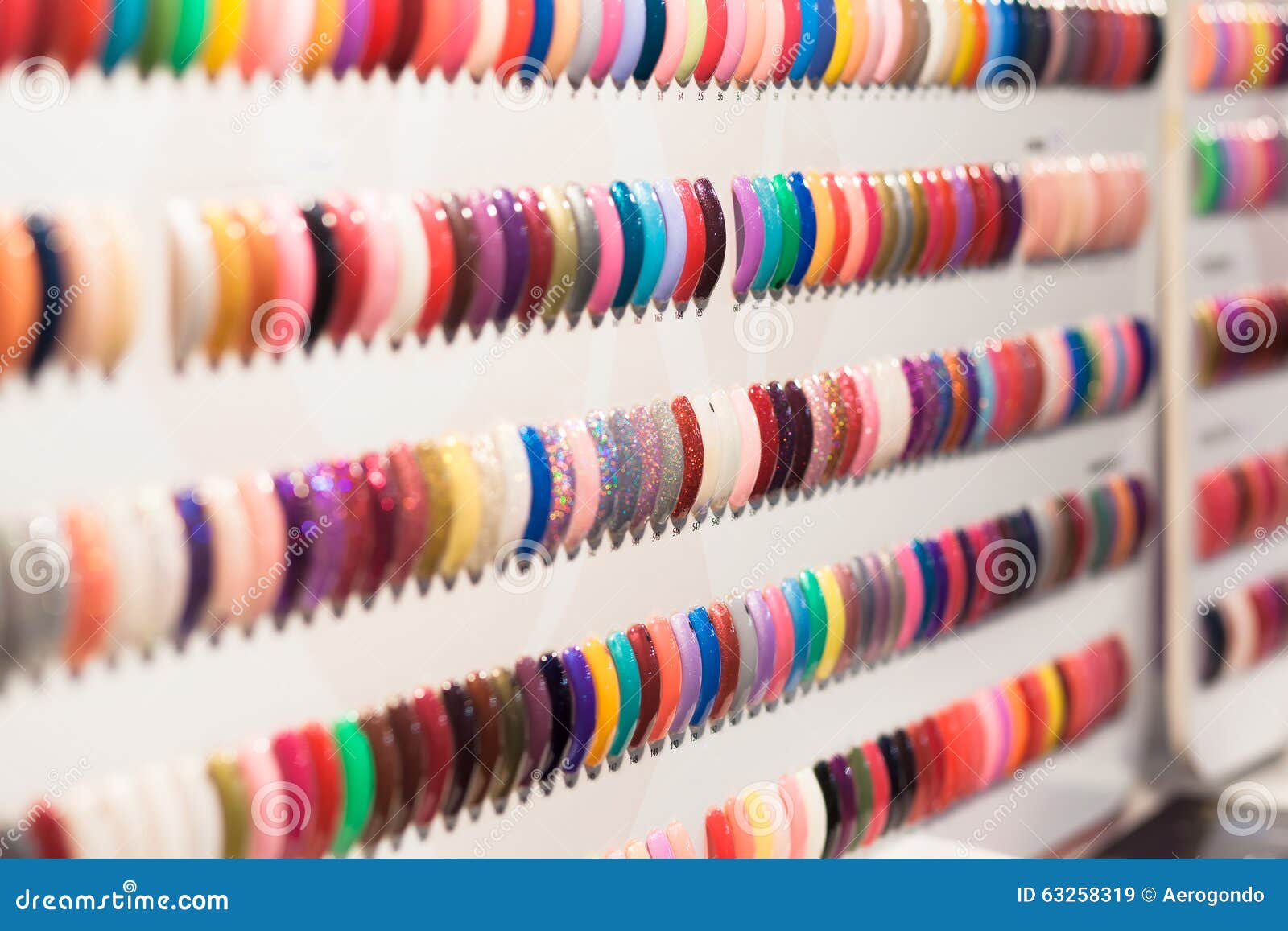 Colorful nails on shelves stock image. Image of plastic 63258319