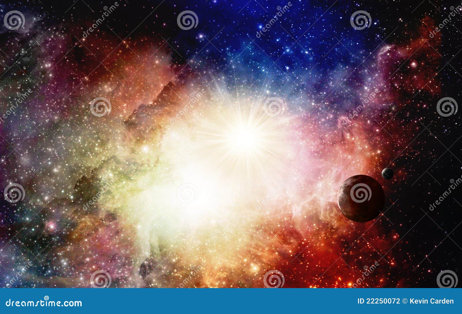 colorful nebulae and supernova with planets