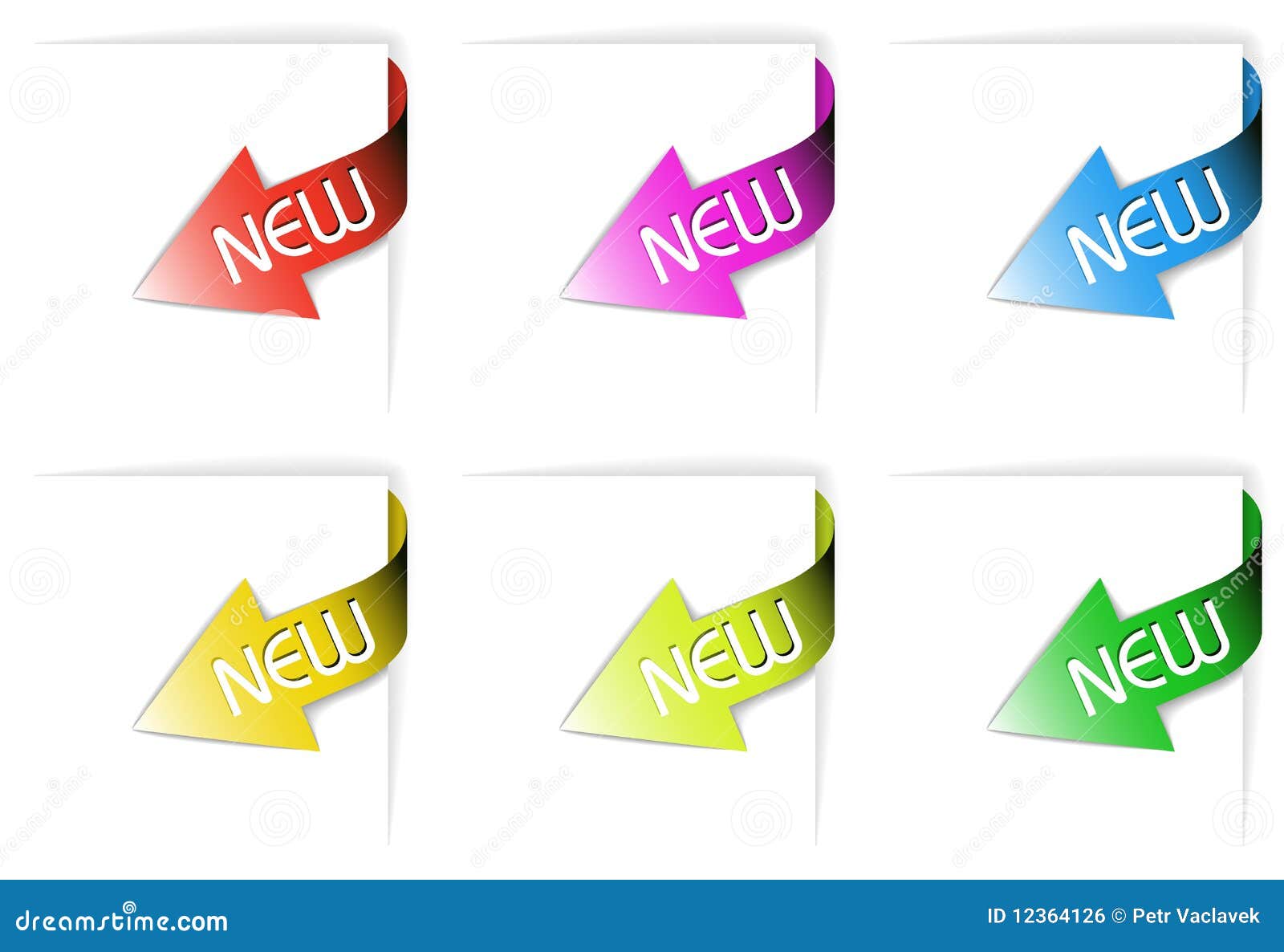 Colorful New Corner Ribbons Set Stock Vector Illustration of green