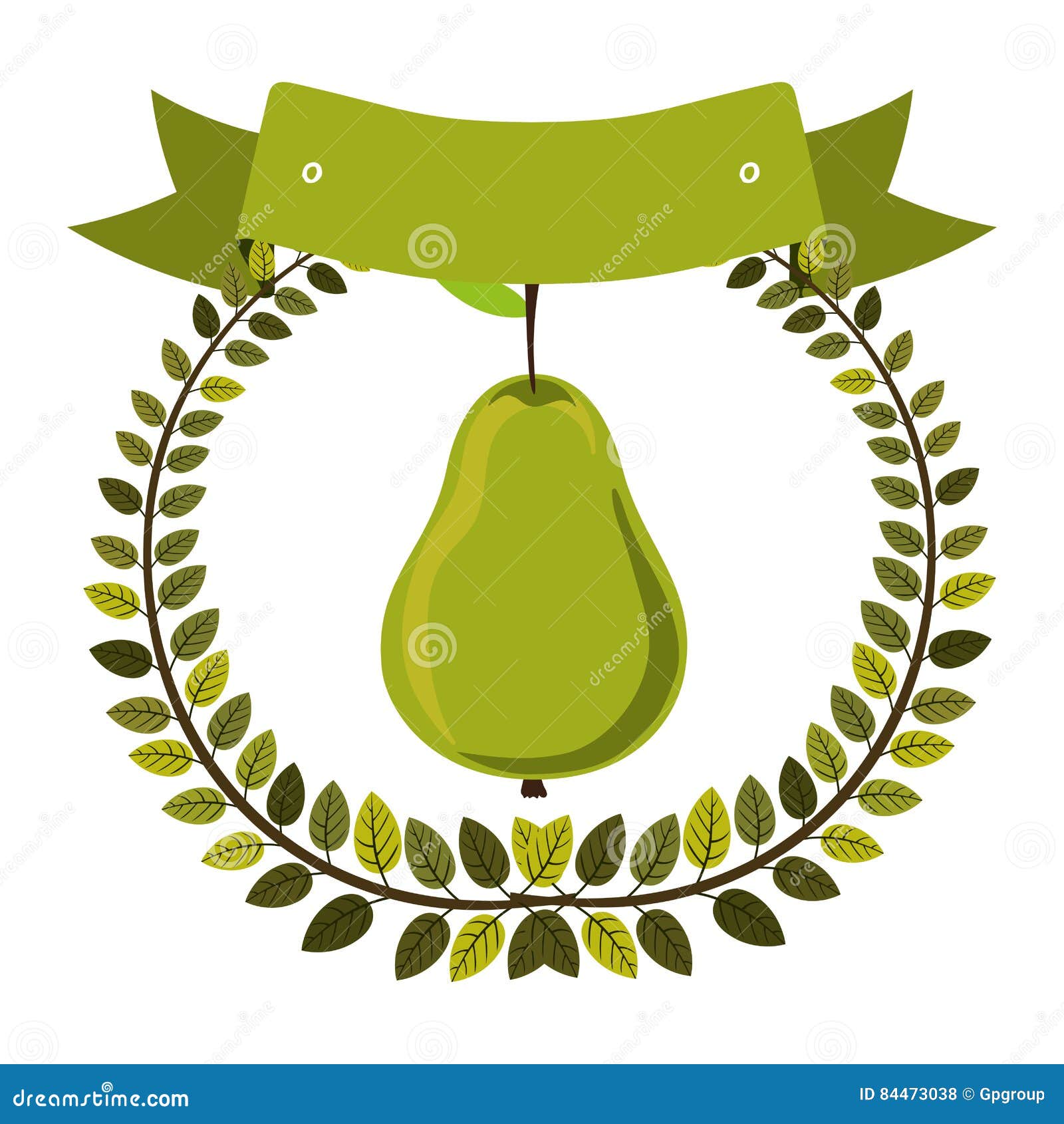Colorful Olive Crown and Label with Pear Stock Vector Illustration of