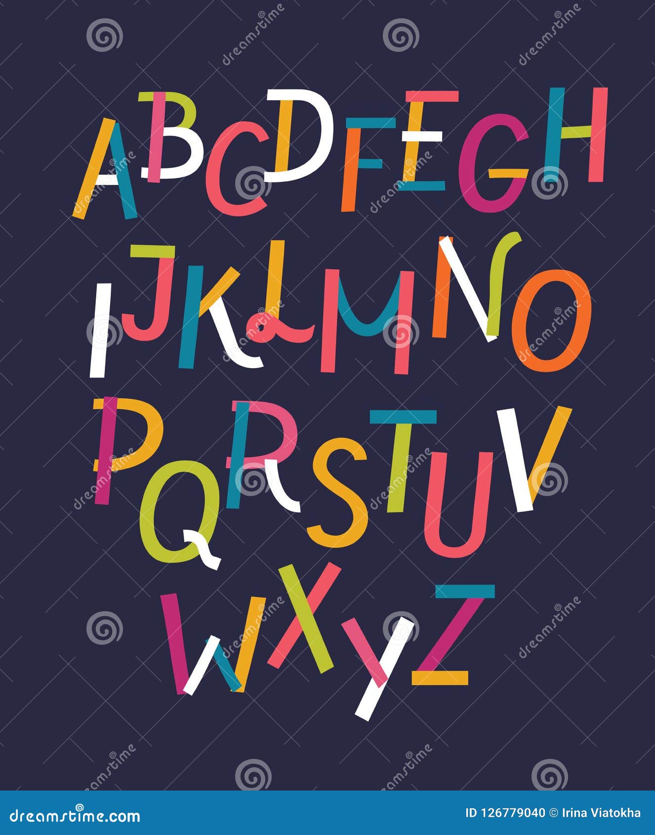Colorful One Line Letters Set Font Style Vector Design Template Elements Stock Vector Illustration Of Font Cute 126779040