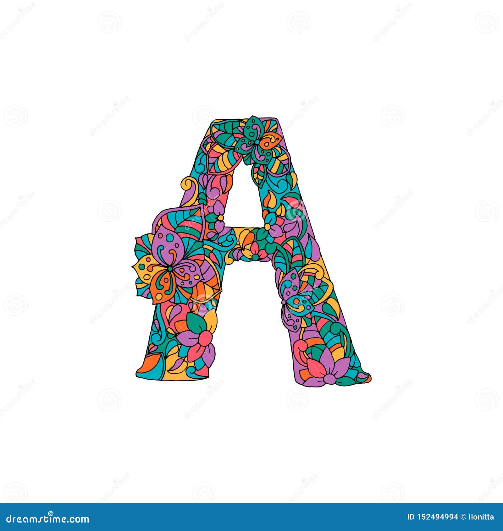 Colorful Ornamental Alphabet Letter a Font Stock Vector - Illustration ...