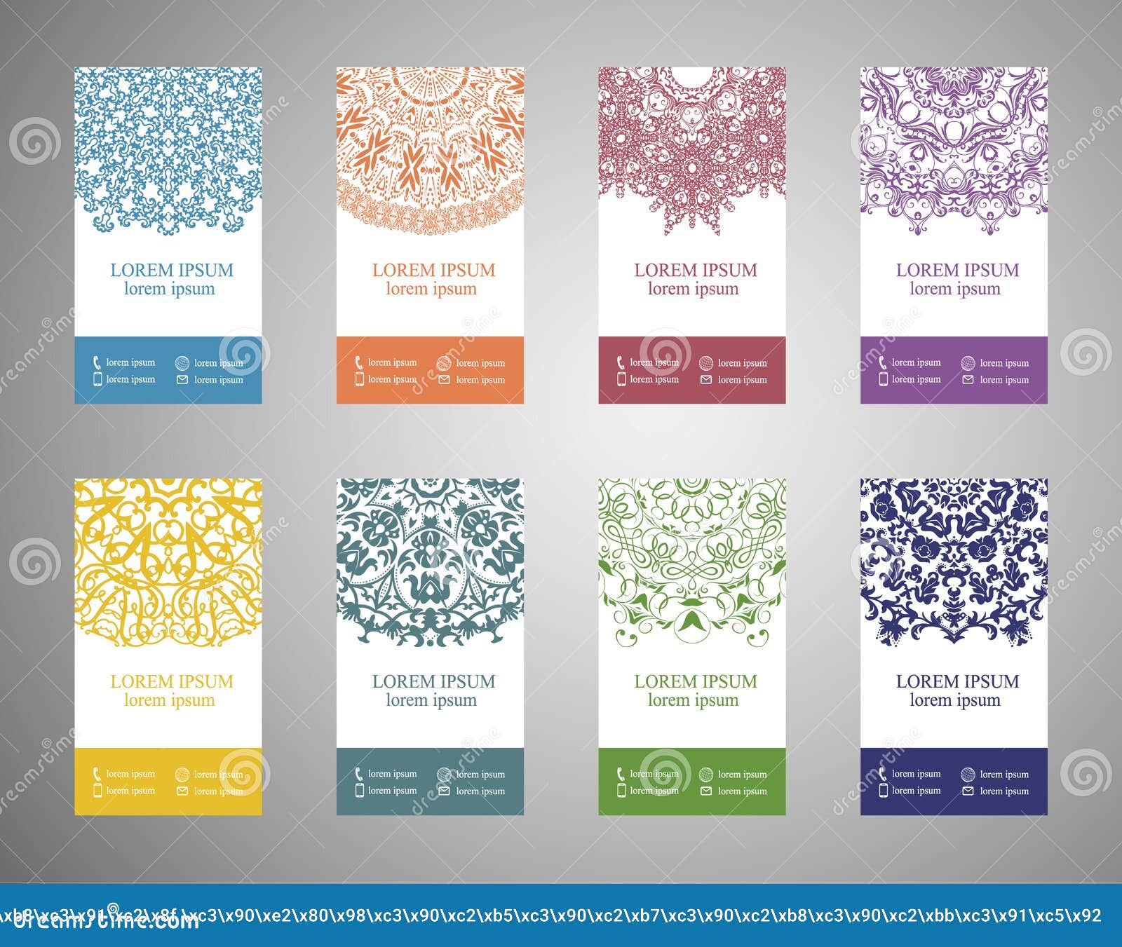 colorful ornamental ethnic banner set. templates with doodle tribal mandalas