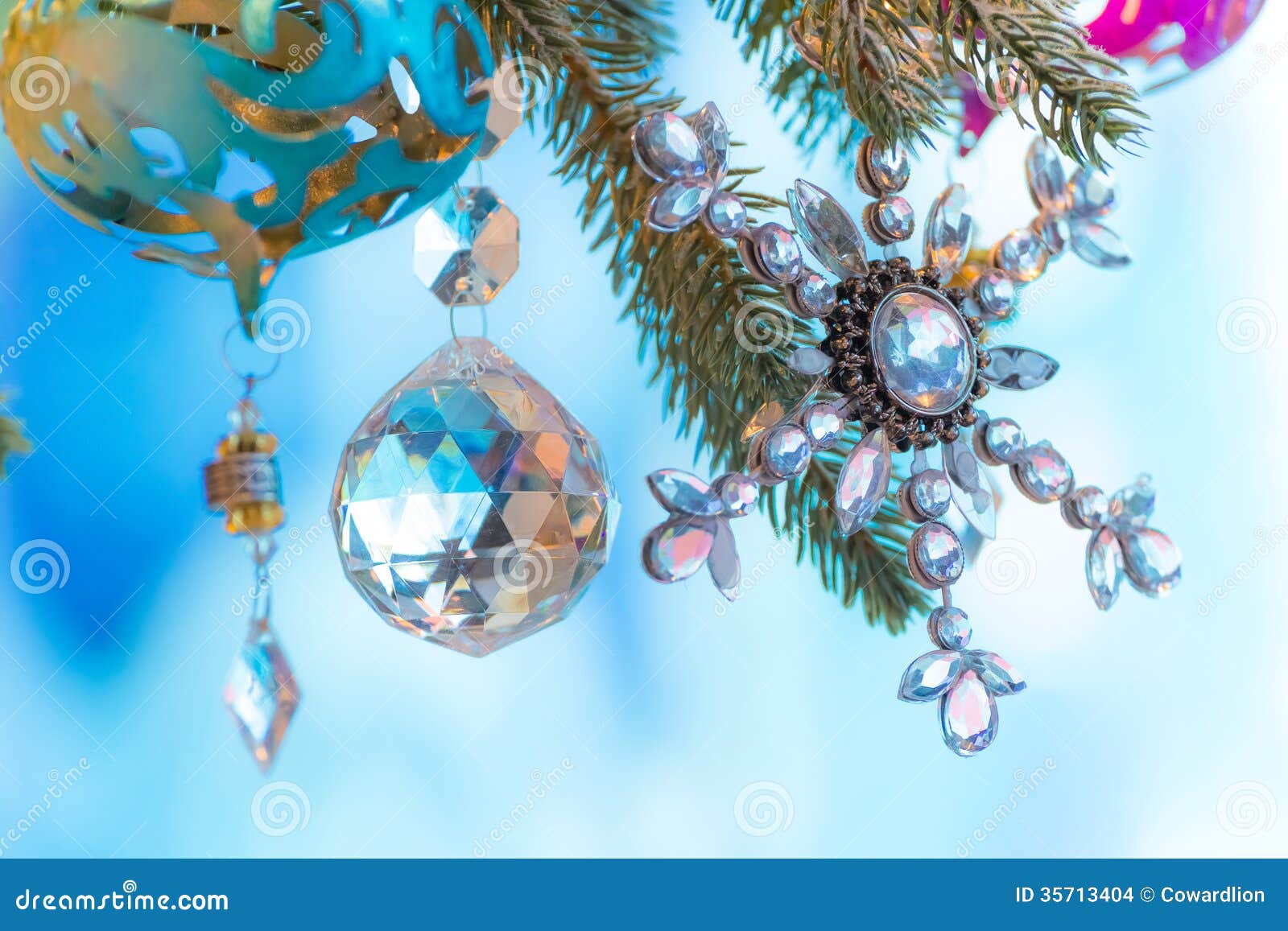 Colorful Ornaments Decorated on a Christmas Tree Stock Photo Image of