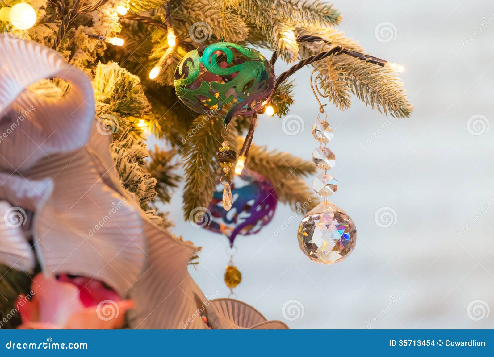 Colorful Ornaments Decorated on a Christmas Tree Stock Photo Image of