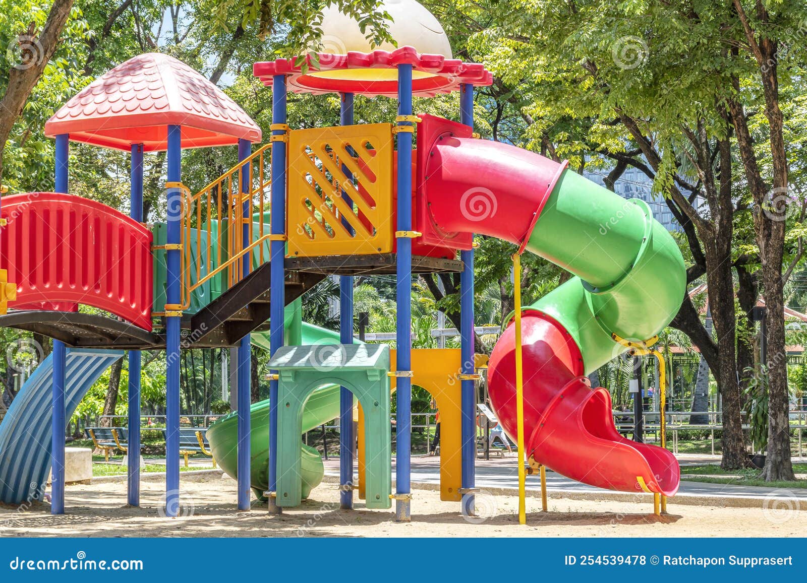Colorful Outdoor Playground in Park Stock Photo Image of activity