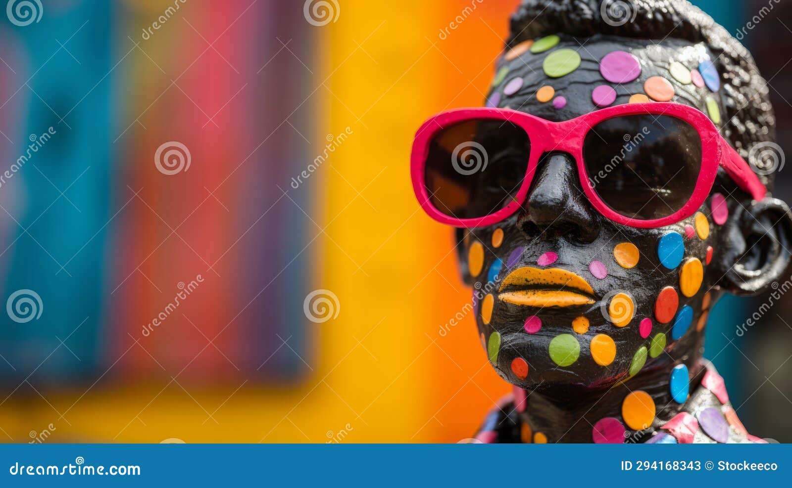 colorful outsider art statue with cool sunglasses