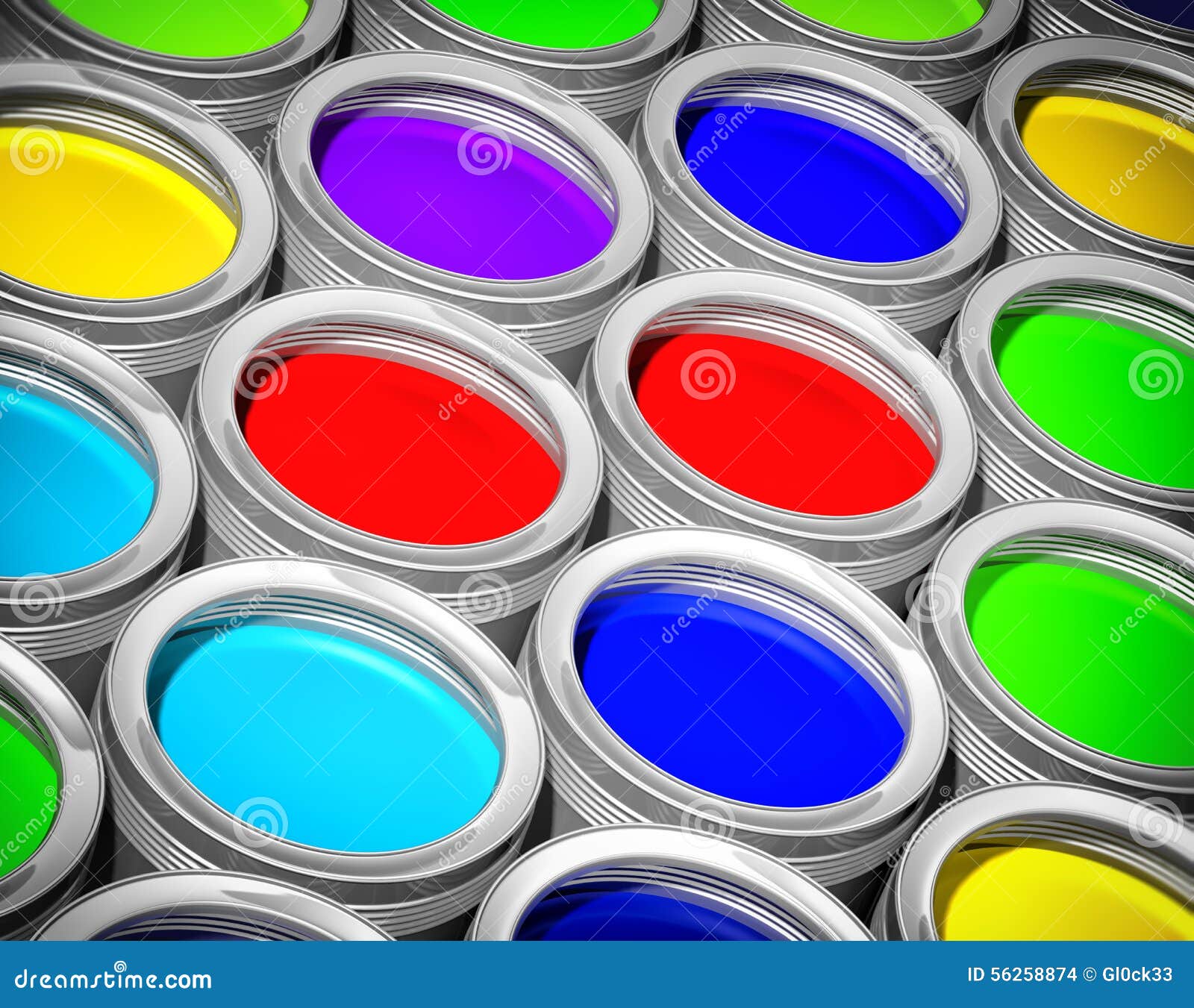 Colorful paint cans stock illustration. Illustration of decorate 56258874