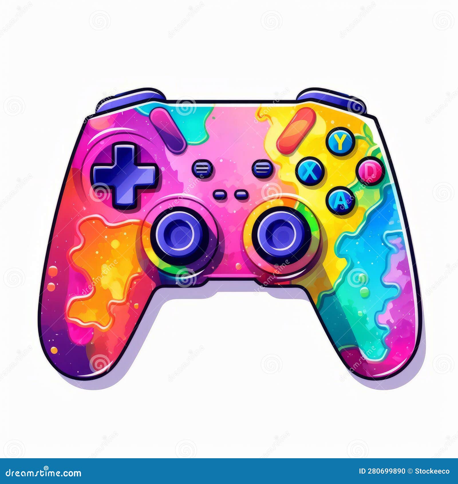 Colorful Paint-shaped Video Game Controller in Cartoon Style Stock ...