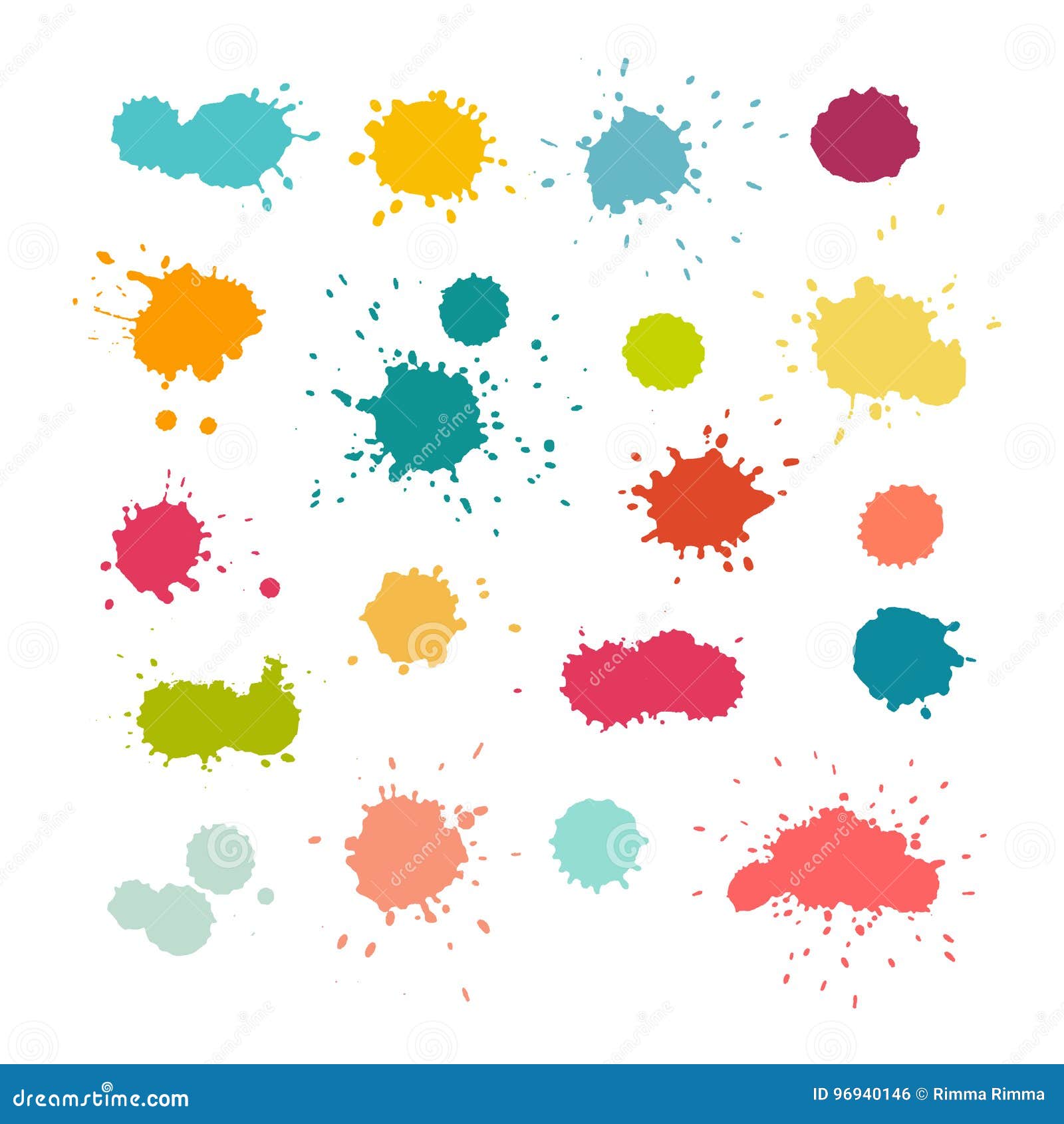 colorful paint splashes and drops