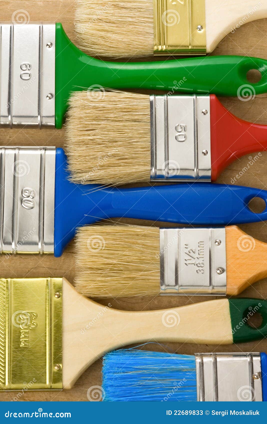 Colorful Paintbrush on Wood Stock Image Image of copy, blue 22689833