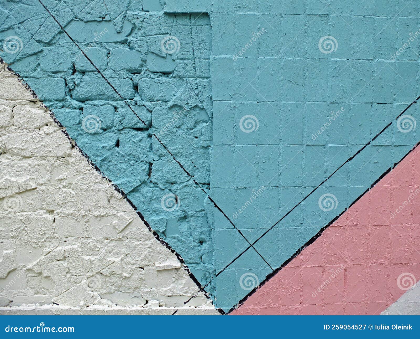 Colorful Painted Brick and Tile Wall As Background or Texture Stock