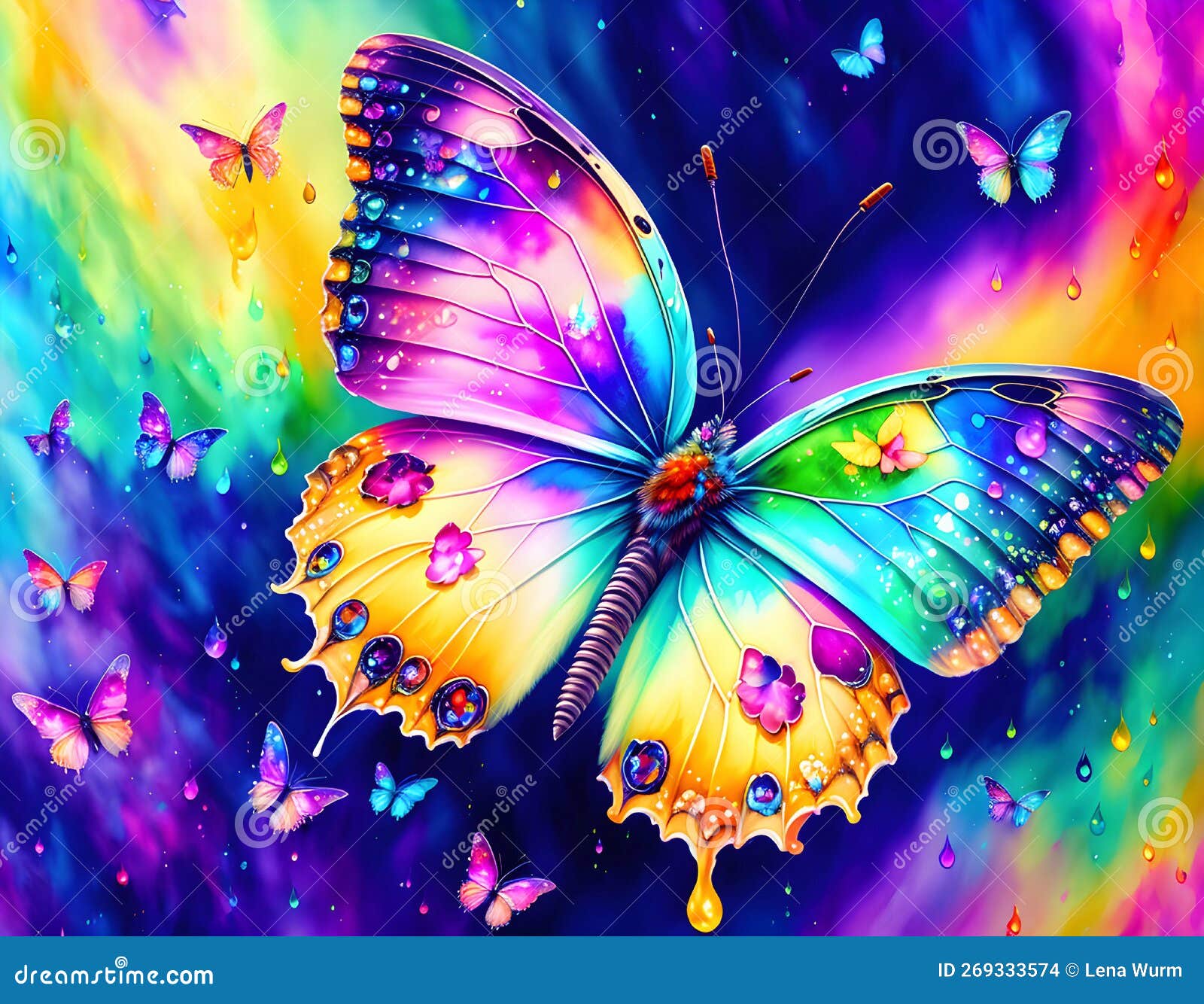 Colorful Painted Butterfly (Generative KI) Stock Illustration