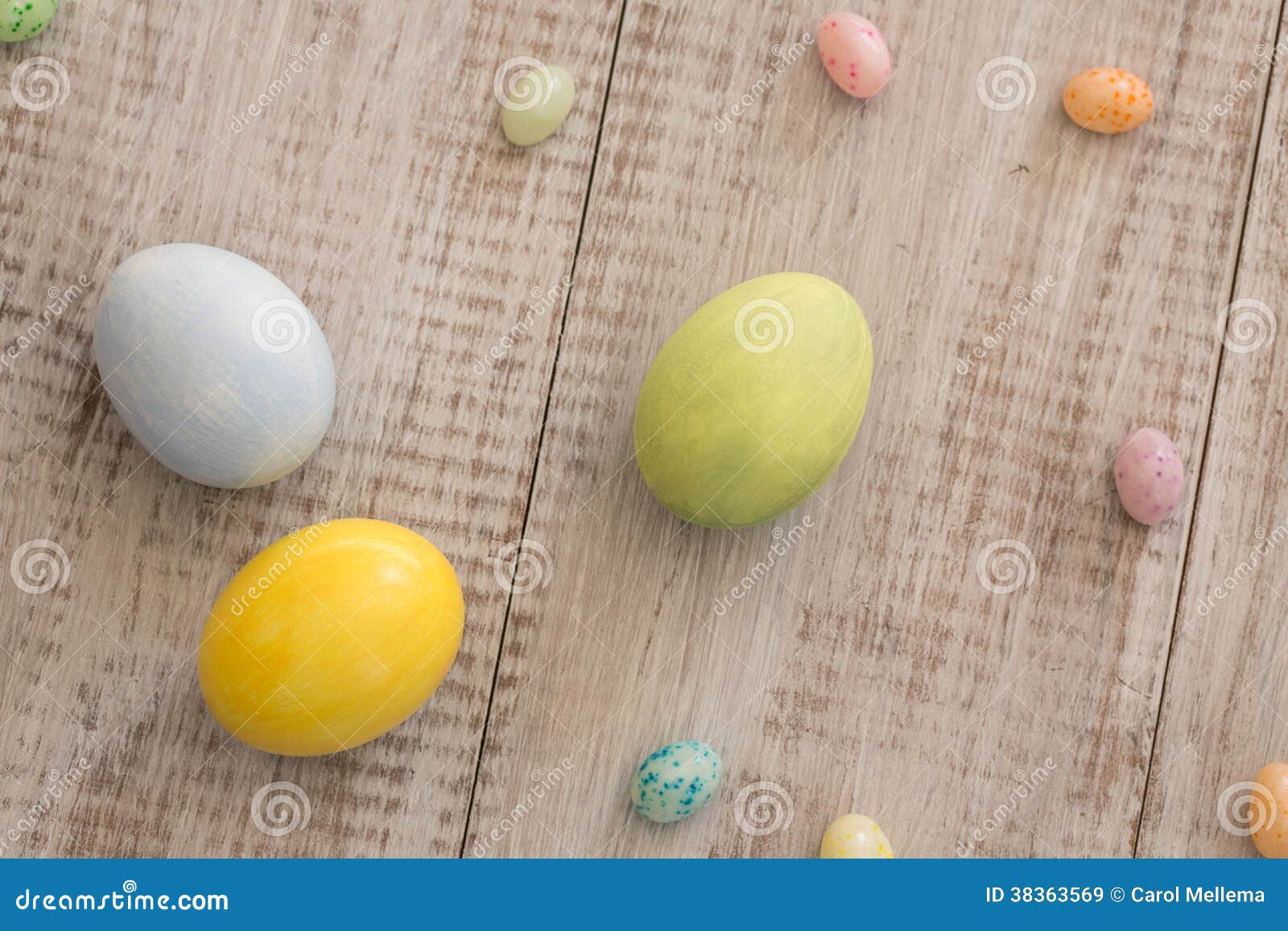Colorful Painted Easter Eggs and Jelly Beans Stock Image Image of
