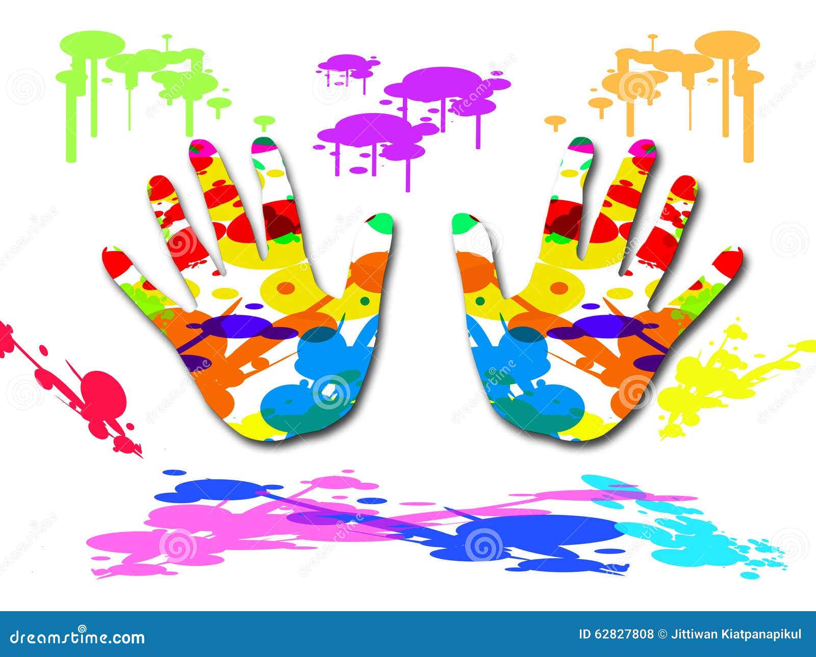 Colorful painted hand stock illustration. Illustration of design 62827808