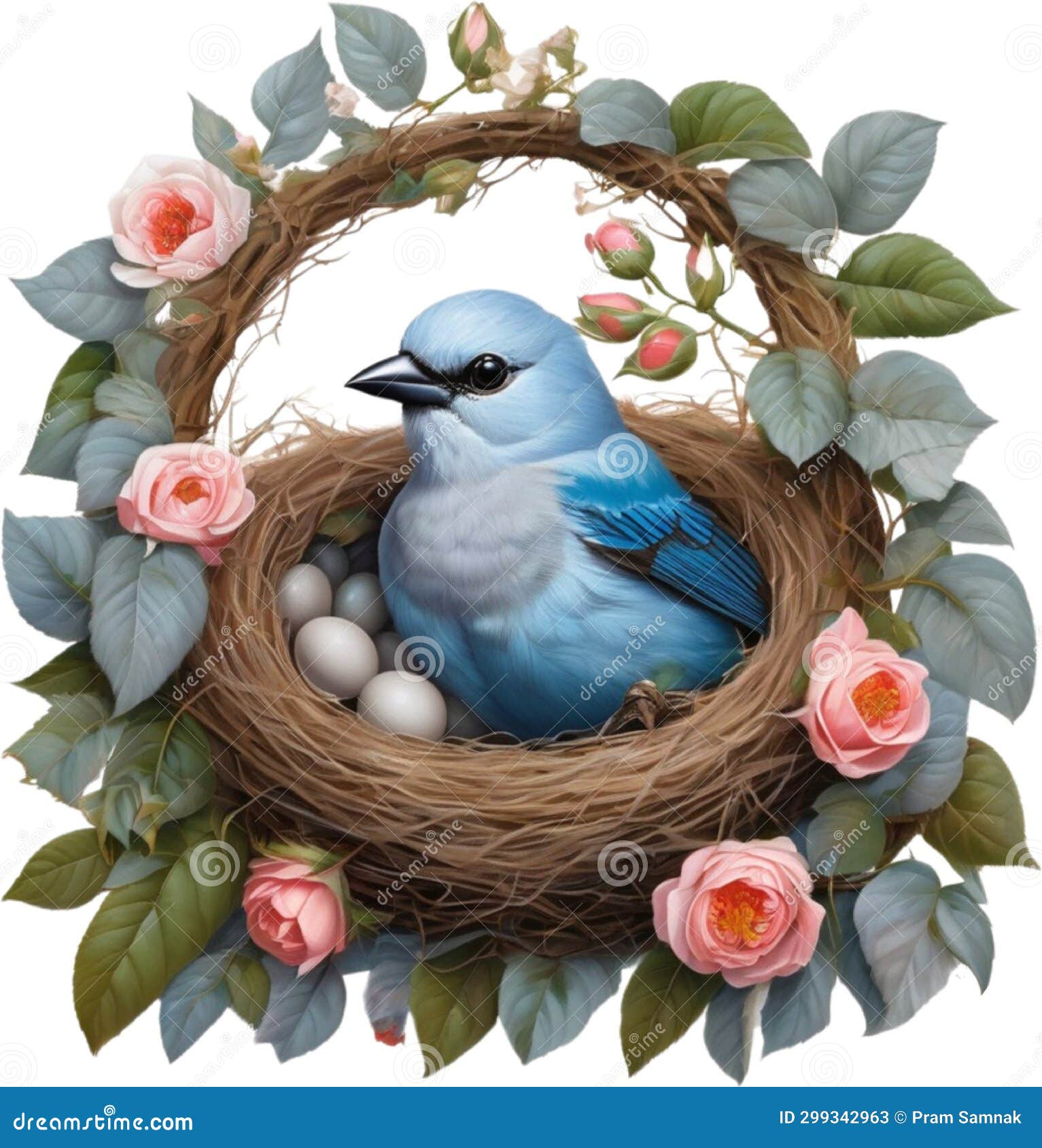 a colorful painting of blue-gray tanager bird. ai-generated.