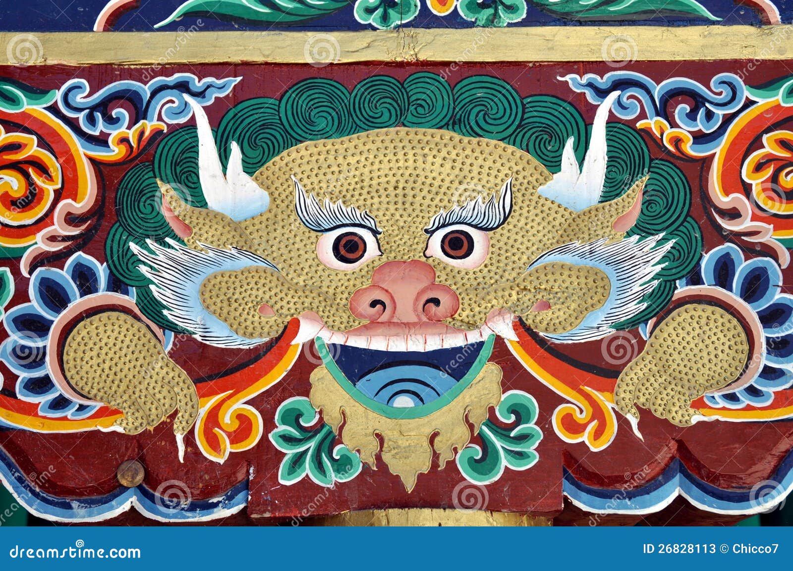 Colorful Painting From A Buddhist Temple In Ladakh Stock Image - Image of  eyes, orange: 26828113