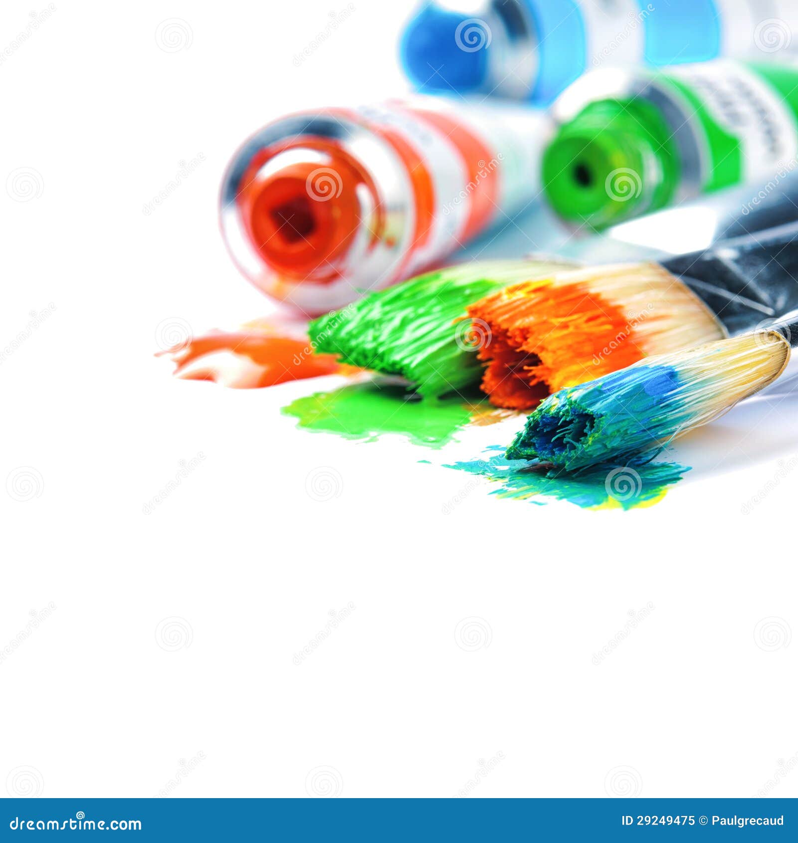 colorful paints and artist brushes