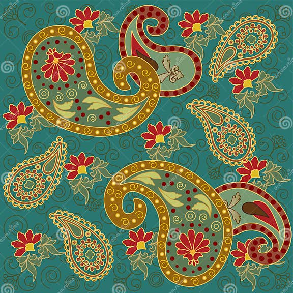 Colorful Paisley in Green stock vector. Illustration of drawn - 23815807