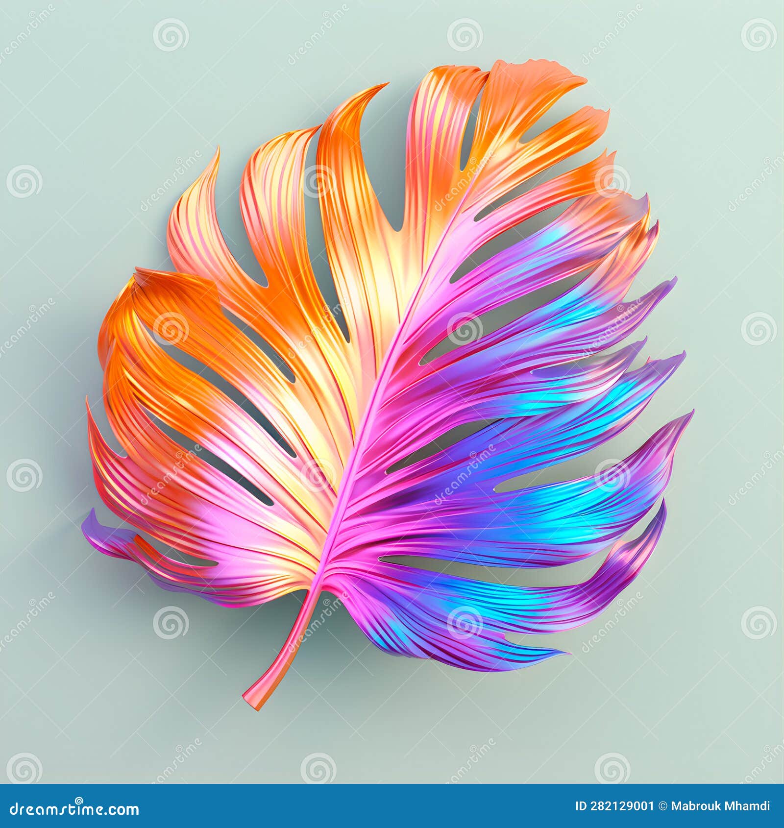 Colorful palm tree leaf stock illustration. Illustration of colors