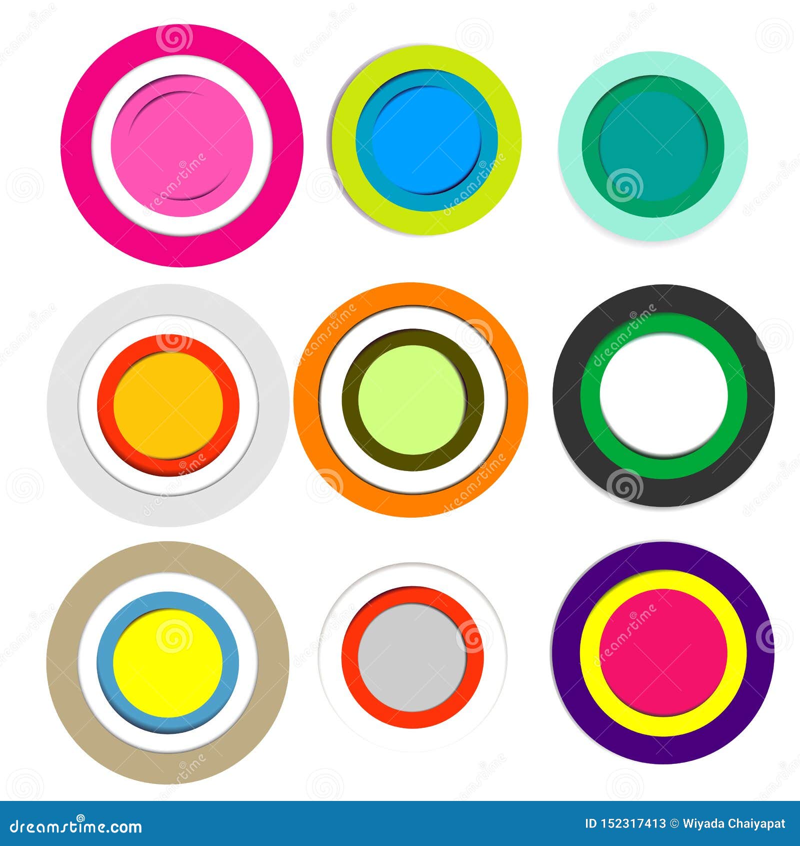 Colorful Paper Circles with Shadows Stock Illustration Illustration